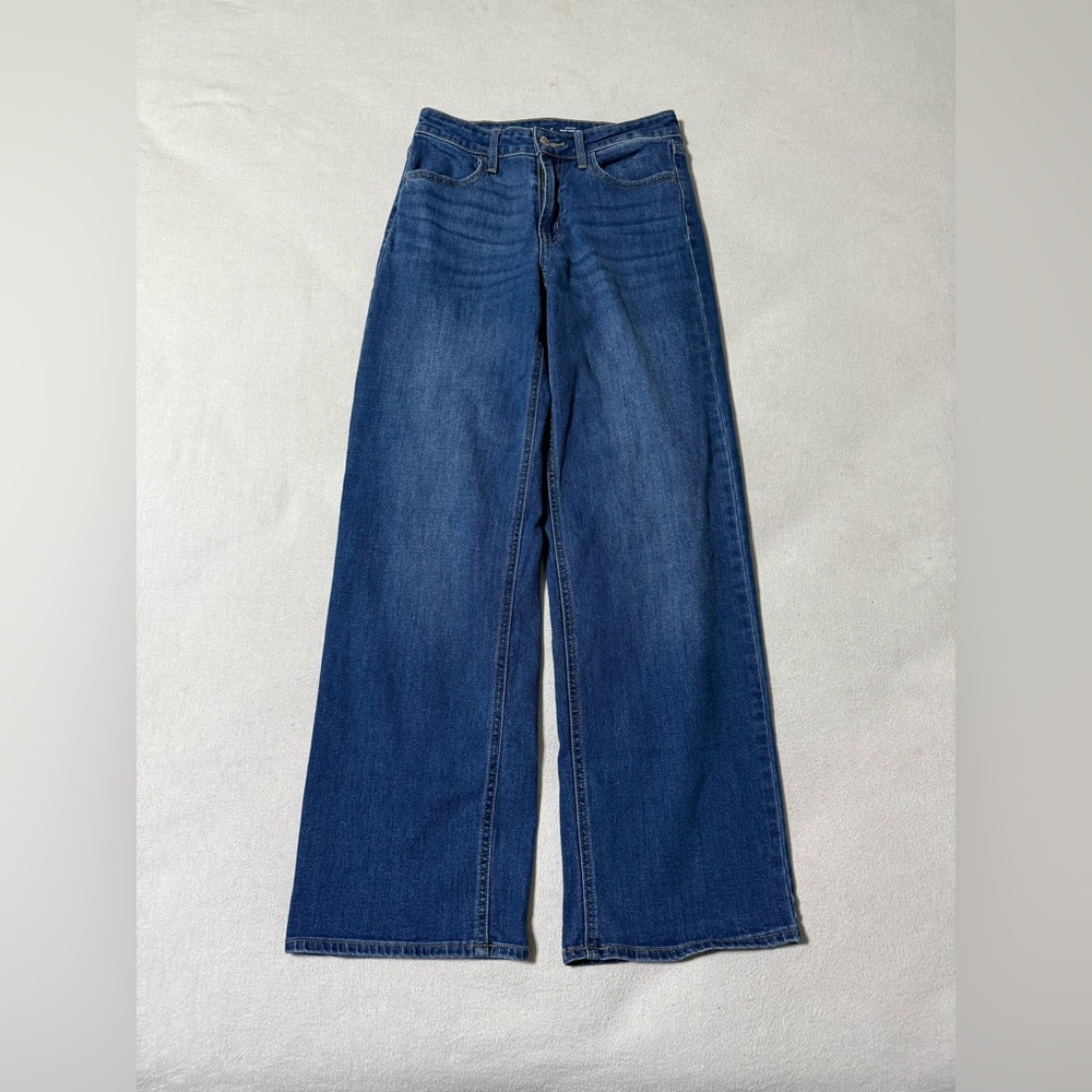 Old Navy Jeans Womens Size 2 Blue Medium Wash High Rise WOW Wide Leg Stretch‎